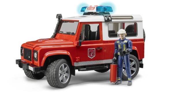Auto Land Rover Defender - Straż pożarna z figurką strażaka i modułem - 02596 - BRUDER 1