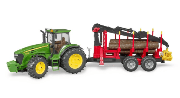 Traktor John Deere 7930 Z przyczepą i dźwigiem do bali drewnianych (4szt) - ZESTAW - 03054 - BRUDER 1