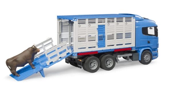Ciężarówka do przewozu bydła SCANIA R (kontener) z figurką krowy - 03549 - BRUDER 3
