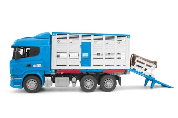Ciężarówka do przewozu bydła SCANIA R (kontener) z figurką krowy - 03549 - BRUDER 5