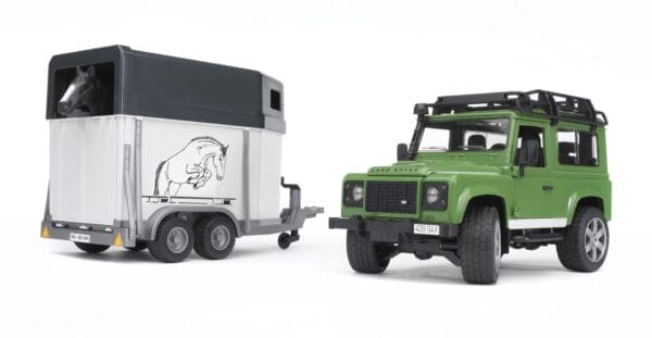 Auto Land Rover Defender - z przyczepą dla konia i figurką konia - ZESTAW - 02592 - BRUDER 1