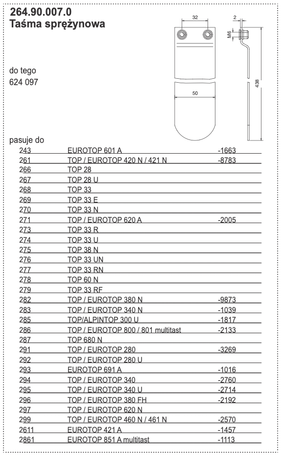 Płytka sprężynowa zgrabiarki - 264.90.007.0 - Pottinger 1