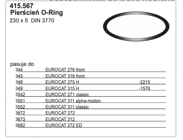 Pierścień O-Ring 230 x 5 DIN 3770 1