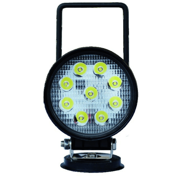Lampa robocza LED, okrągła, z uchwytem - 12/24V - 27W - 1400 LM - IP67 - ECE R10 CE 1