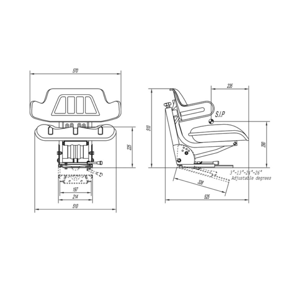 Siedzenie, fotel z amortyzacją mechaniczną - Uniwersalne RM20 105 - Żółty materiał PVC 3