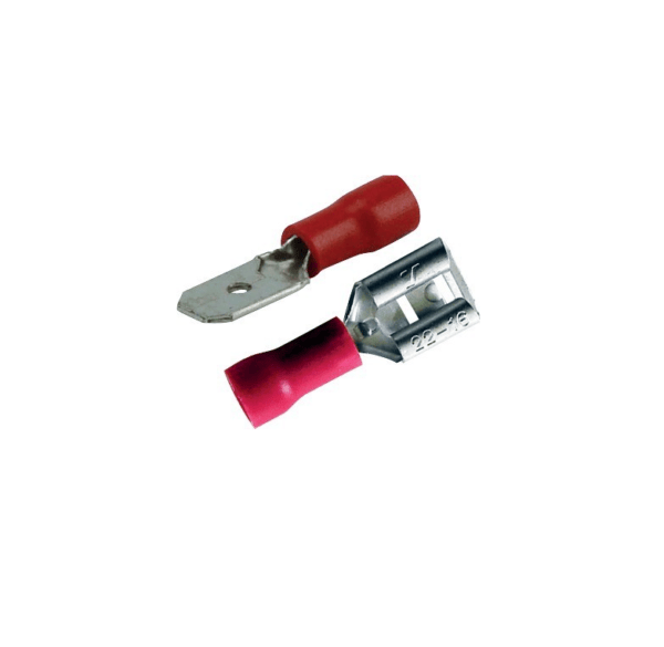 Zaciski płaskie, męskie i żeńskie - 6,3mm - kolor czerwony - 22 szt. 1