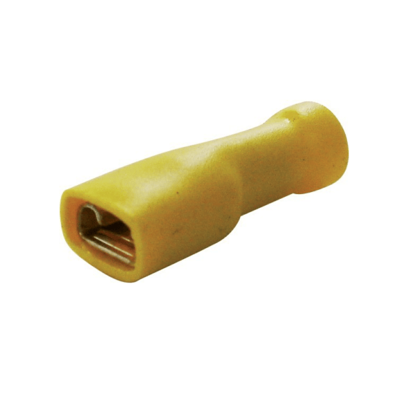 Zaciski płaskie, żeńskie izolowane - 6,3mm - do kabla 4mm - kolor żółty - 13 szt. 1