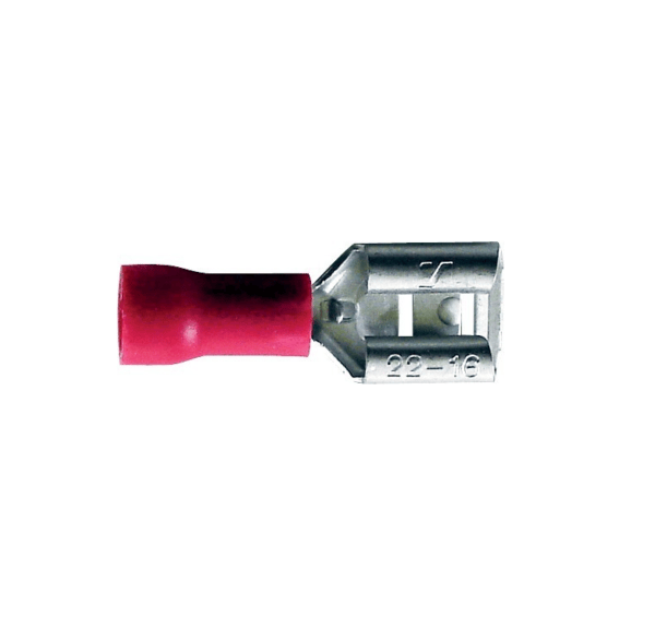 Zaciski płaskie, żeńskie przewodu - 6,3mm - do kabla 1,5mm - kolor czerwony - 20 szt. 1