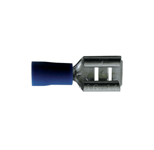 Zaciski płaskie, żeńskie przewodu - 6,3mm - do kabla 2,5mm - kolor niebieski - 25 szt. 1